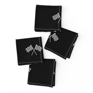 Small Black and White Classic Chequered Flags on Black Design Collection Design Collection classic car napkins design
