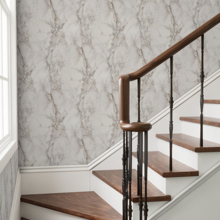 Classic Beige and White Marble Natural Stone Veining Quartz Wallpaper gray wallpaper