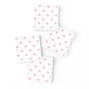 Mini Cotton Candy Pink Valentines Polkadot Love Hearts on White Background Home Decor Collection Home Decor Collection love heart napkins design