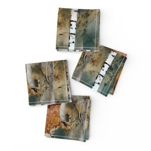 Endless Birch Tree Dreamscape Trees in Misty Forest Watercolor Home Decor Collection Home Styling Collection forest watercolor napkins design