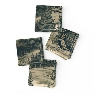 Montana Treescape Evergreens with Cabins Home Styling Collection Interior Collection summer forest summer napkins design