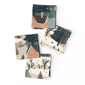 Montana Winter Cabins Montana with Evergreens Home Styling Collection Home Decor Collection winter cabins napkins design