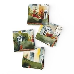 English Village Houses in Watercolor Home Styling Collection Home Decor Collection english napkins design