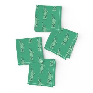 Mini Lady Liberty Statues Repeat in Beguiling Green Decor Collection Home Styling Collection lady liberty napkins design