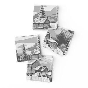 Small Montana Winter Cabins Montana with Evergreens in Grey Interior Collection Home Styling Collection montana ski slope napkins design