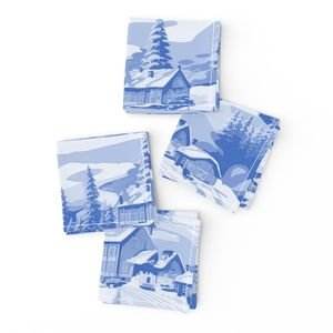 Small Montana Winter Cabins Montana with Evergreens in Mid China Blue Interior Collection Decor Collection montana ski slope napkins design