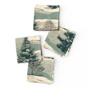 Small Montana Winter Cabins Montana with Evergreens Design Collection Home Decor Collection winter cabins napkins design