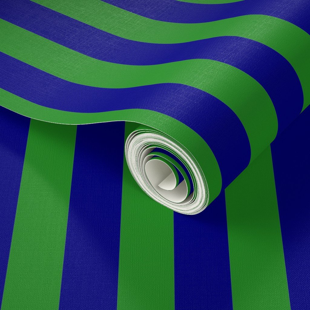 Bold Coastal Classic Navy Blue and Forest Green Cabana Tent Stripe Wallpaper bold wallpaper