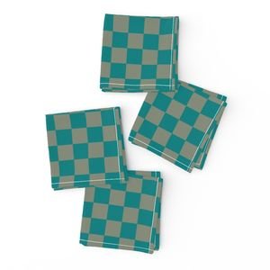 Classic Teal and Sage Green 1 Inch Check Home Decor Collection Design Collection earth tone napkins design