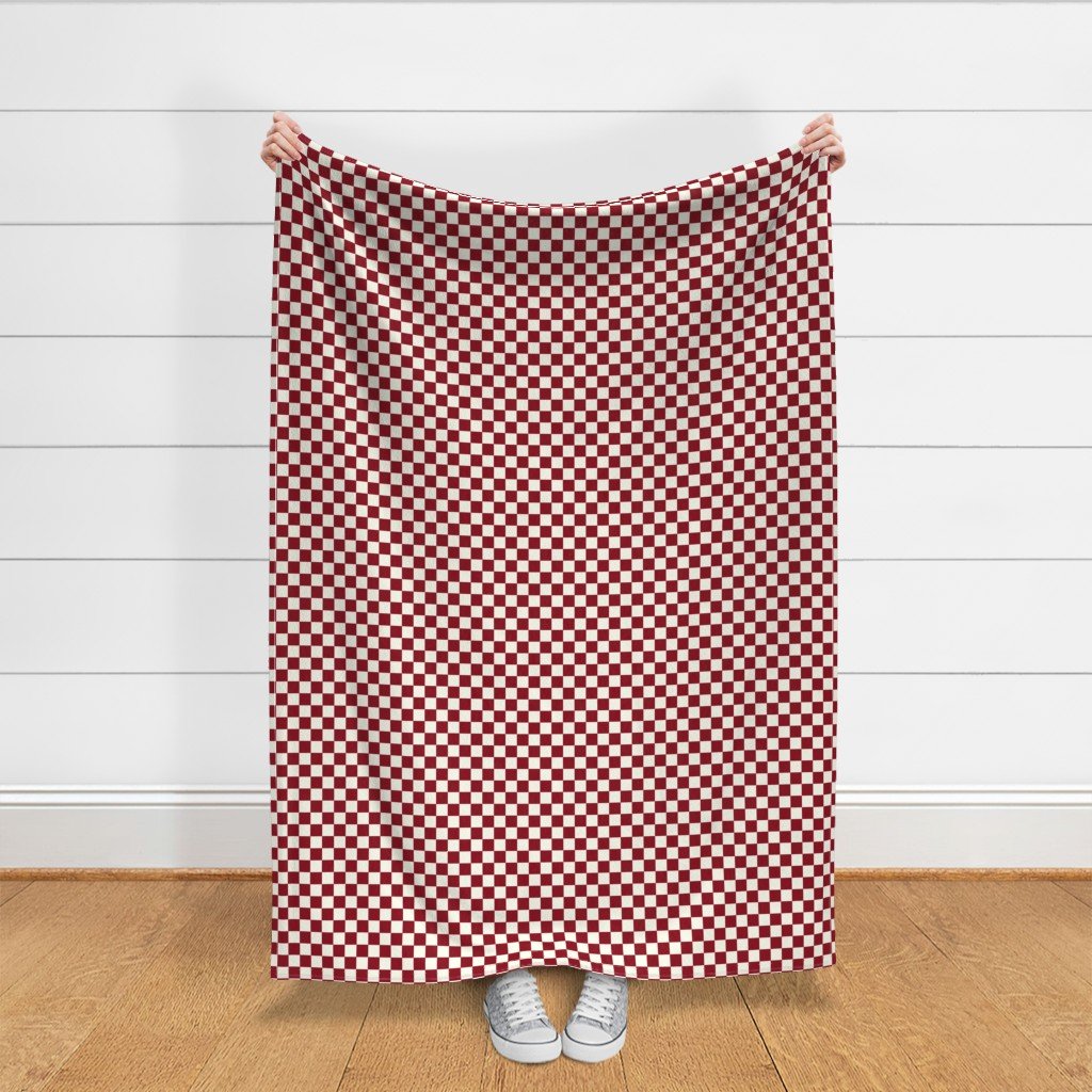Classic Burgundy and Ivory 1 Inch Check Fabric design fabric