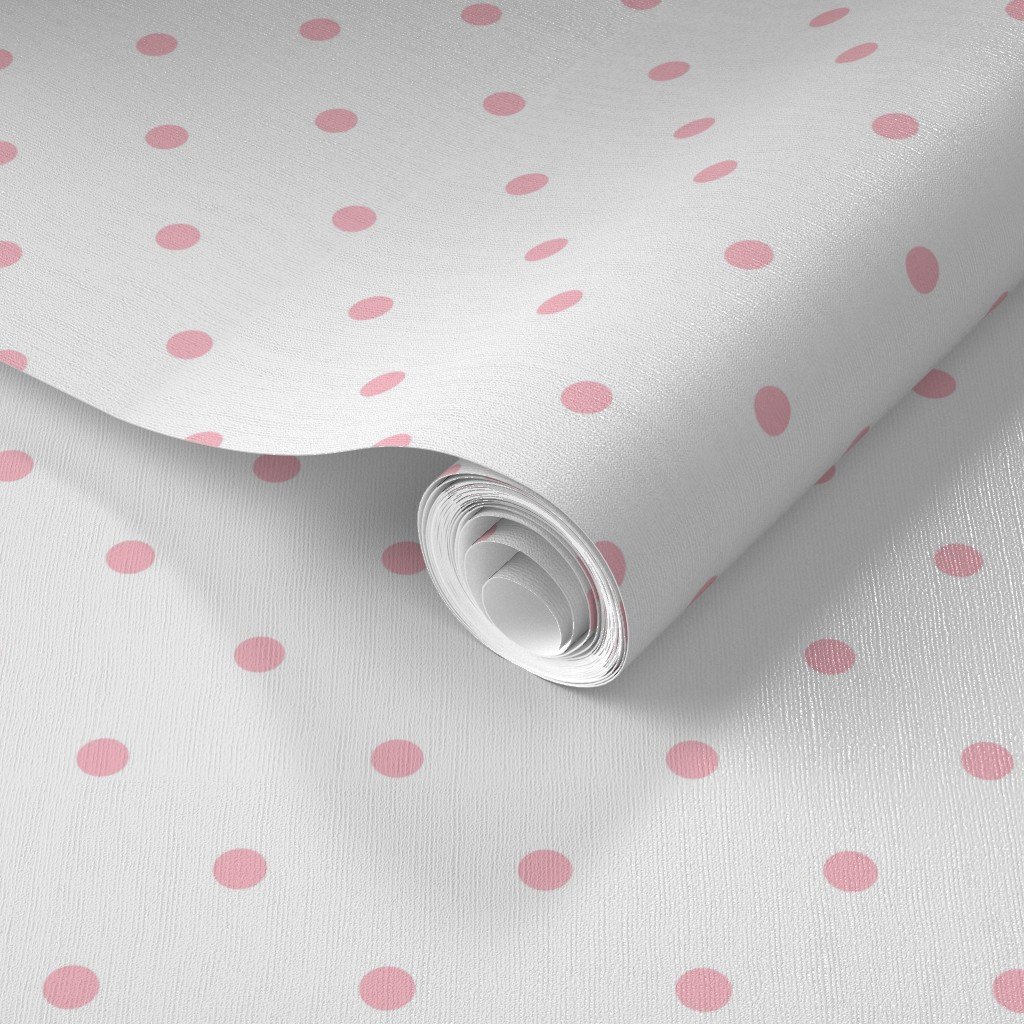 Pink Polkadots on White 2 Inch Spacing Wallpaper pink polkadots wallpaper