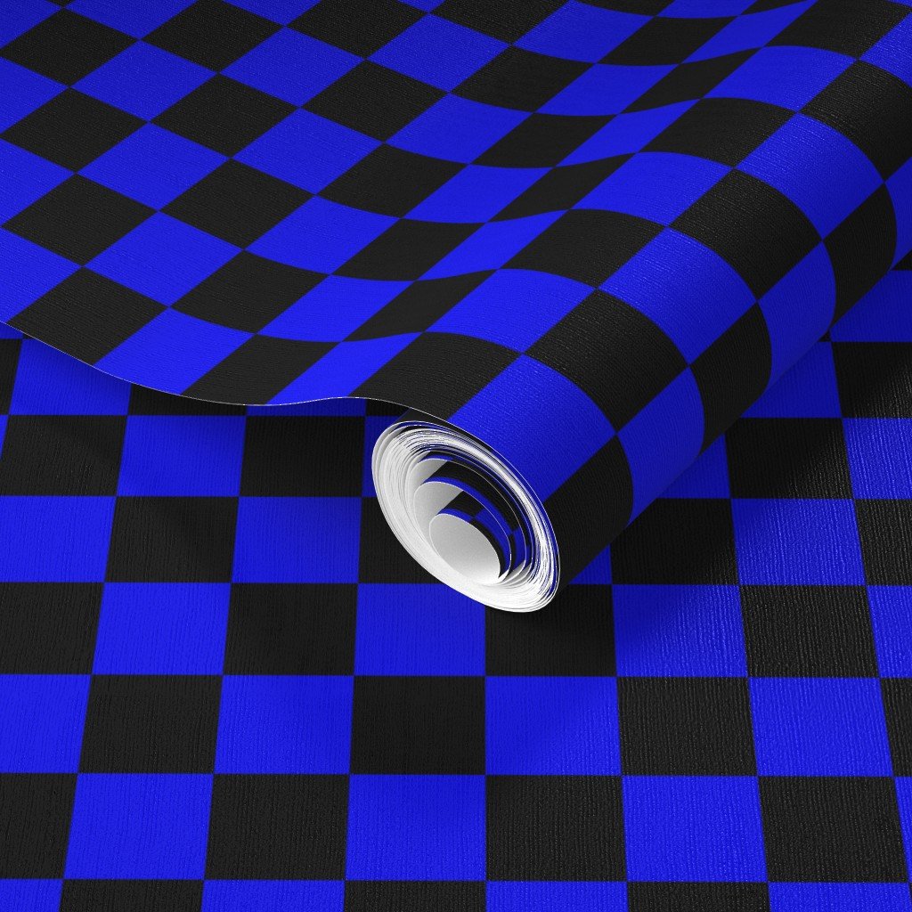 Black and Blue 1 Inch Check Wallpaper black check wallpaper