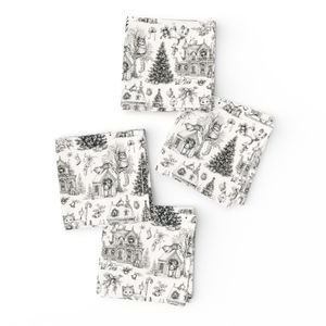 Christmas Cats Toile Black and White Home Styling Collection Home Styling Collection christmas toile napkins design