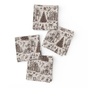 Christmas Cats Toile Chocolate Brown Home Styling Collection Decor Collection christmas cats napkins design