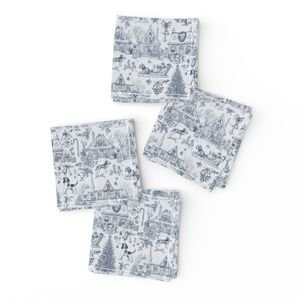 Christmas Dogs Toile Midnight Navy Home Decor Collection Decor Collection dog pattern napkins design