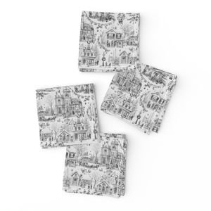 Victorian Christmas Village Toile Black and White Home Decor Collection Interior Collection christmas village napkins design