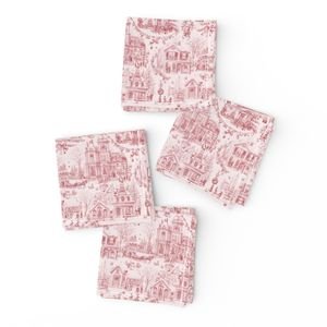 Victorian Christmas Village Toile Christmas Red Home Decor Collection Interior Collection christmas village napkins design
