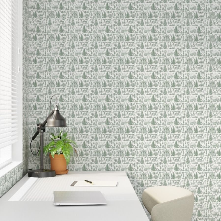 Christmas Nutcracker Toile Forest Green Wallpaper forest green wallpaper