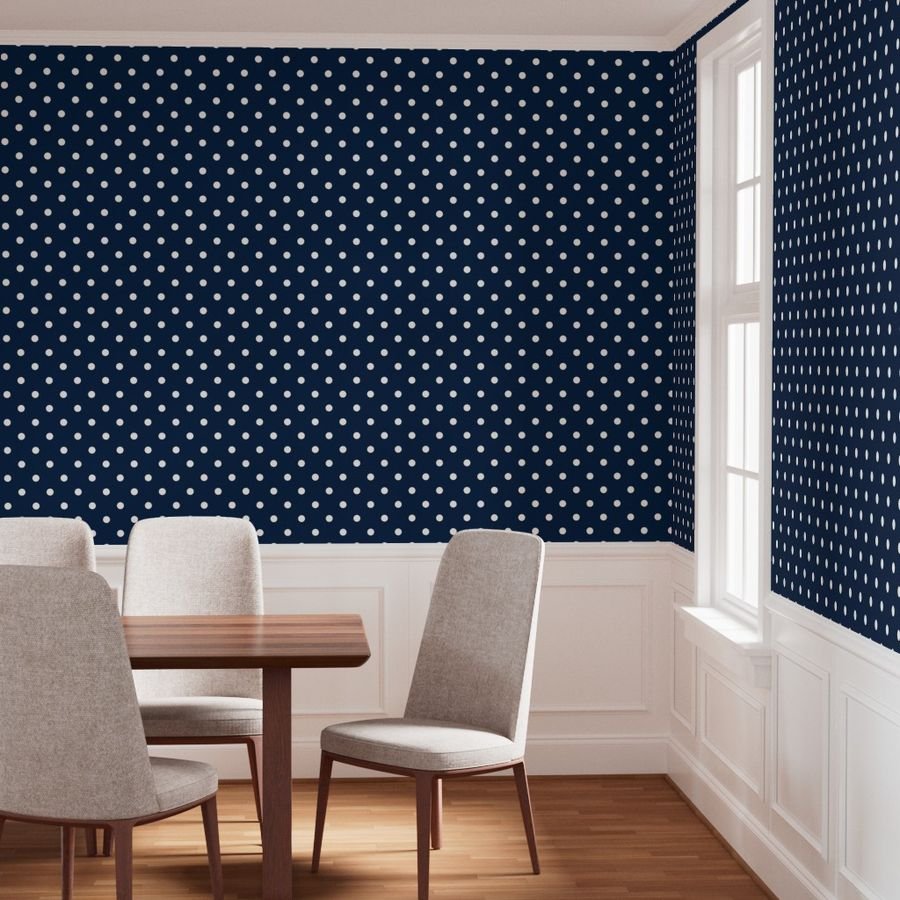 White Polkadots on Sailor Blue Design Collection Home Decor Collection sailor blue and white wallpaper