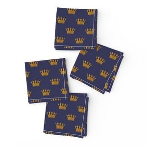 Mini Gold Crowns on Royal Blue Design Collection Interior Collection gold crowns napkins design