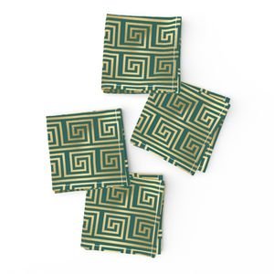 Teal and Faux Gold Foil Vintage Art Deco Greek Key Pattern Interior Collection Interior Collection teal and gold napkins design