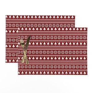 Dark Christmas Candy Apple Red Nordic Trees Stripe in White Home Styling Collection Design Collection nordic stripe placemat design