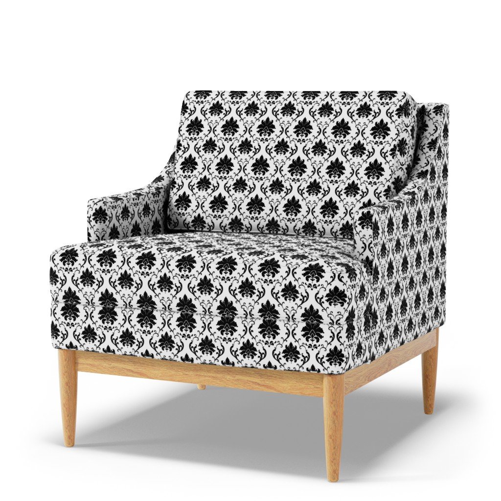 Black on White Jumbo Fleur Damask Motif Fabric design fabric