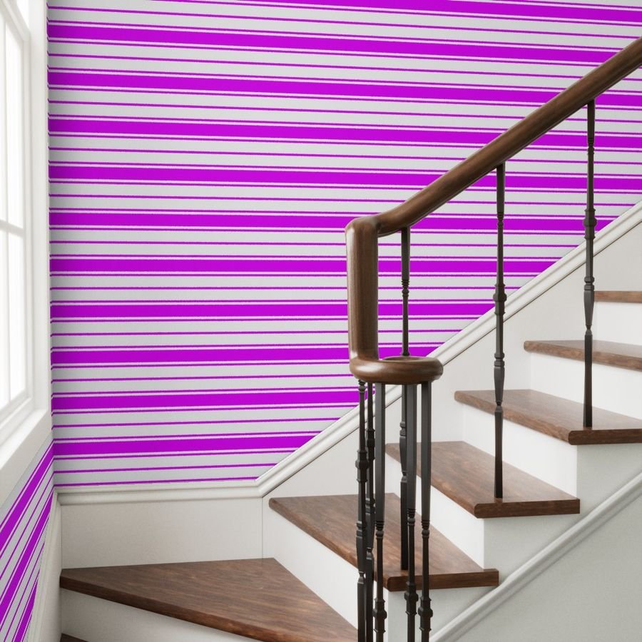 Orlando Orchid and White Horizontal French Stripe Wallpaper upholstery stripes wallpaper