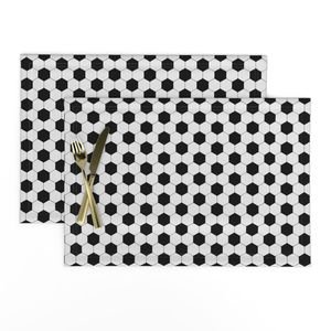 Mini Classic Soccer Football Hexagonal Black and White Seamless Print Design Collection Home Decor Collection hexagon pattern placemat design