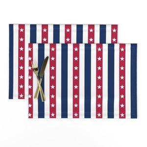 USA Flag Colors of Red White and Blue with Stars in Alternating 1 Inch Home Styling Collection Home Styling Collection usa flag placemat design