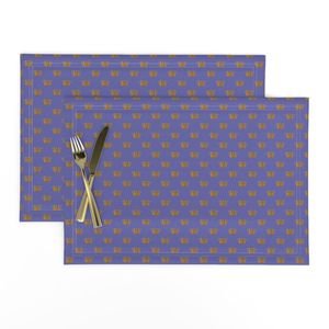 Faux Metallic gold Foil Crowns on Periwinkle Blue Color of the Year Interior Collection Design Collection gold crowns on periw placemat design
