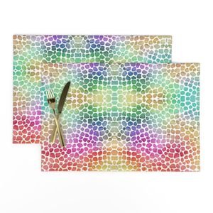 Rainbow Bright Pastel Mosaic Watercolor Spots in Mirror Repeat Decor Collection Home Styling Collection multicolored dots placemat design