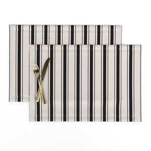 Small Coal Black Antique Vintage Mattress Ticking Stripe on Cream Interior Collection Home Styling Collection black ticking placemat design