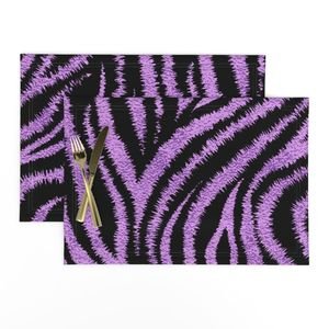 Textured Animal Striped Tiger Fur in Bold Purple Lavender and Black Design Collection Home Decor Collection striped fur placemat design