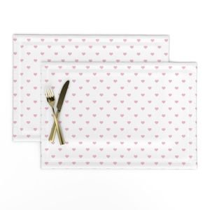 Mini Cotton Candy Pink Valentines Polkadot Love Hearts on White Background Home Decor Collection Home Decor Collection pink heart placemat design