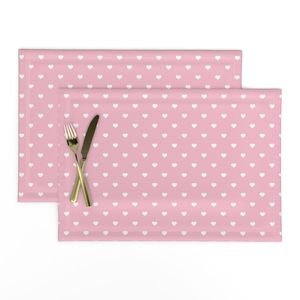 Mini White Valentines Polkadot Love Hearts on Cotton Candy Background Home Styling Collection Design Collection white heart placemat design