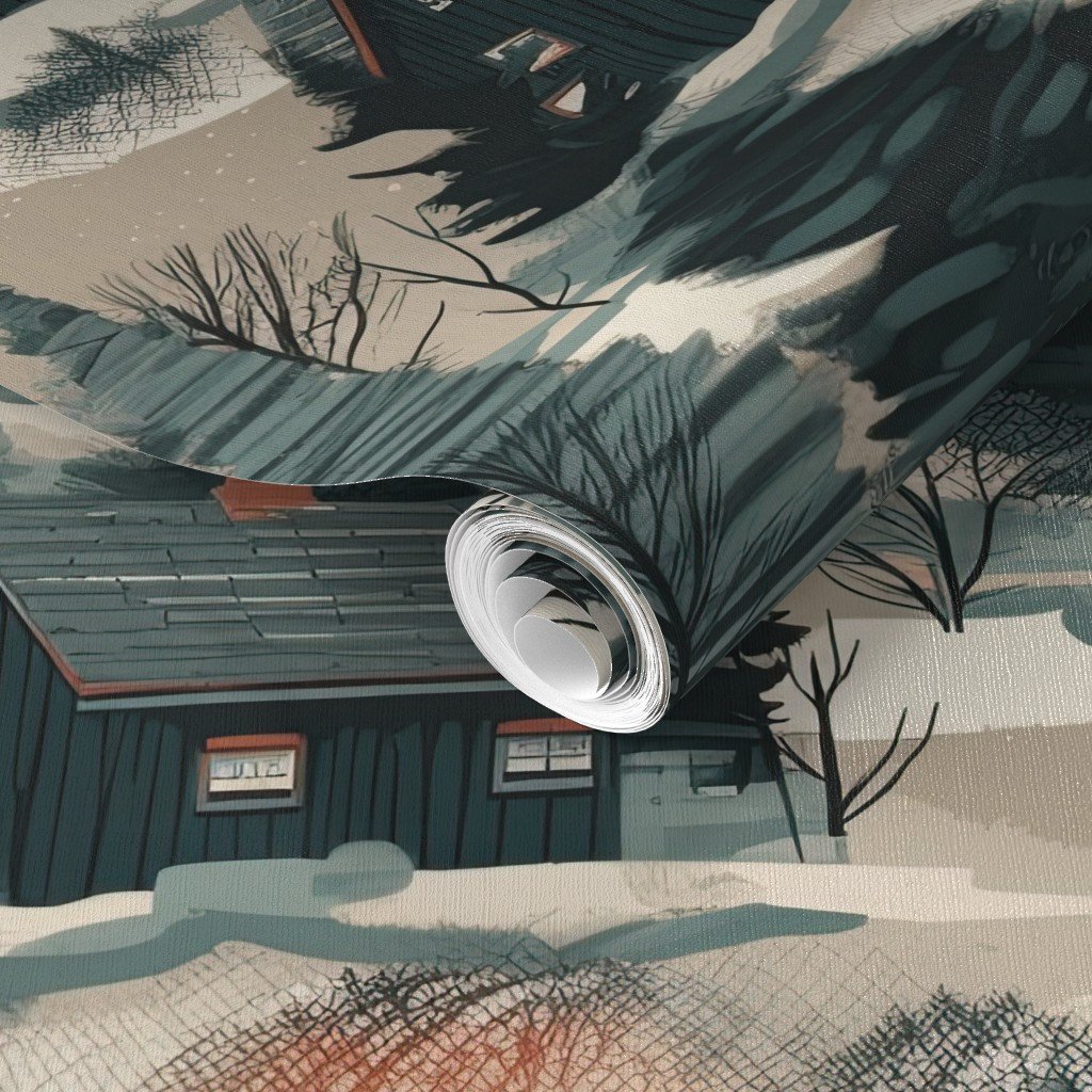 Montana Winter Cabins Montana with Evergreens Wallpaper winter forest wallpaper