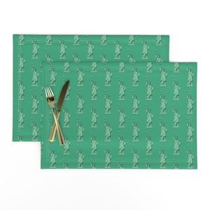 Mini Lady Liberty Statues Repeat in Beguiling Green Decor Collection Home Styling Collection oxidized copper placemat design