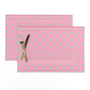 Small Polka Dots in South Beach Aqua Blue on Palm Beach Pink Interior Collection Home Decor Collection palm beach pink dots placemat design