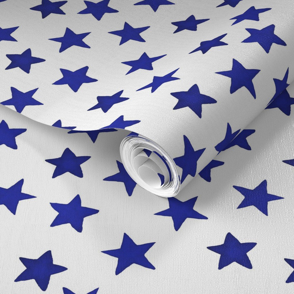 Faded Royal Blue Christmas Stars on White Wallpaper royal blue wallpaper