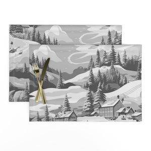 Small Montana Winter Cabins Montana with Evergreens in Grey Interior Collection Home Styling Collection ski slope placemat design