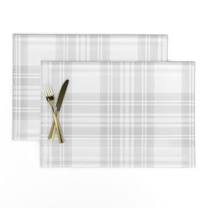 Cloud Grey Pale Airy Large Traditional Tartan Plaid Pattern Home Styling Collection Design Collection cottage placemat design