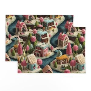 Whimsical Crocheted Christmas Candy Land Village Home Styling Collection Home Decor Collection festive placemat design