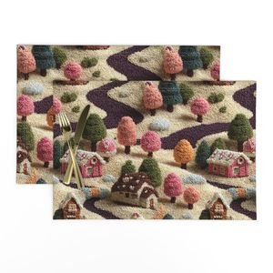 Caramel Cocoa Crocheted Candy Land Village Home Decor Collection Interior Collection cottage placemat design
