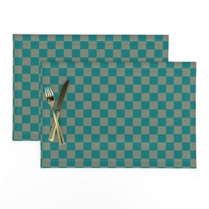 Classic Teal and Sage Green 1 Inch Check Home Decor Collection Design Collection kitchen accents placemat design