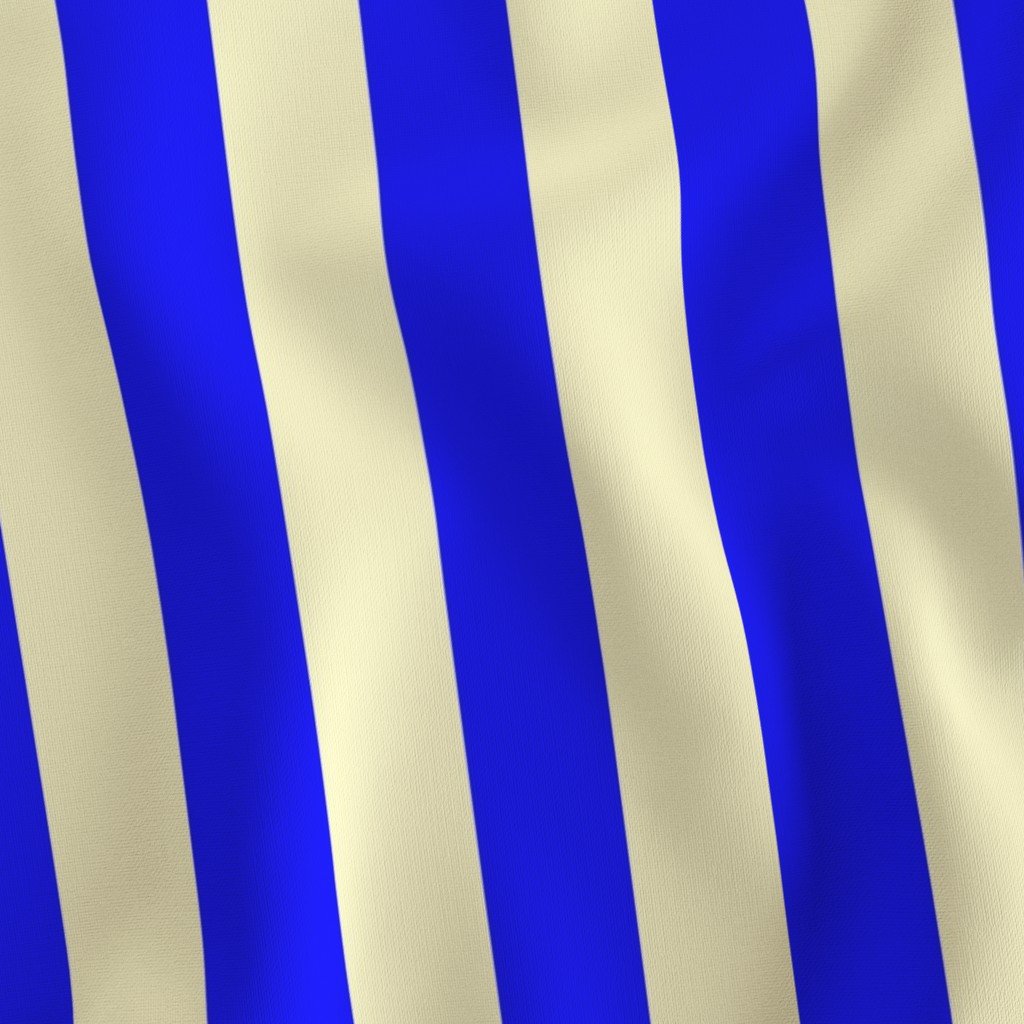 Classic Blue and Cream White 2 Inch Vertical Stripes Fabric design fabric