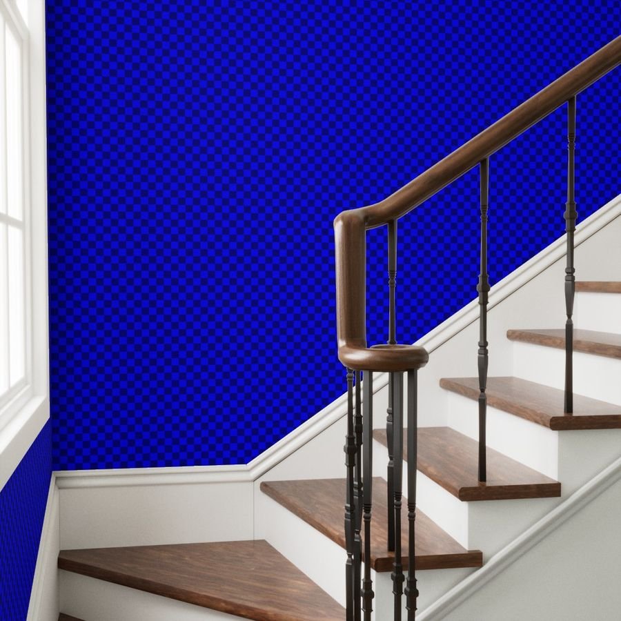 Blue and Navy 1 Inch Check Wallpaper blue geometric wallpaper