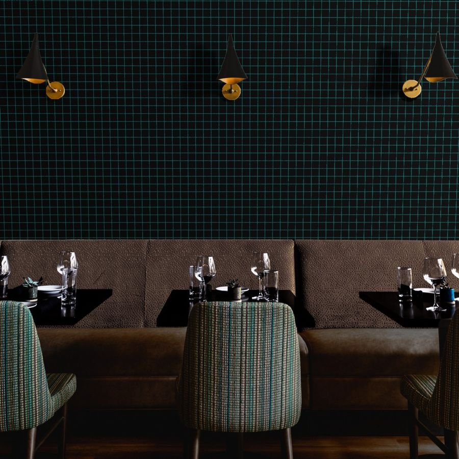 Teal and Black 2 Inch Grid Wallpaper cool tone wallpaper