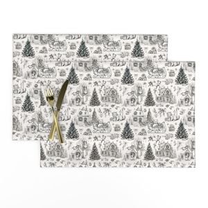 Christmas Cats Toile Black and White Home Styling Collection Home Styling Collection christmas tree placemat design