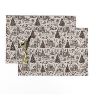 Christmas Cats Toile Chocolate Brown Home Styling Collection Decor Collection christmas toile placemat design